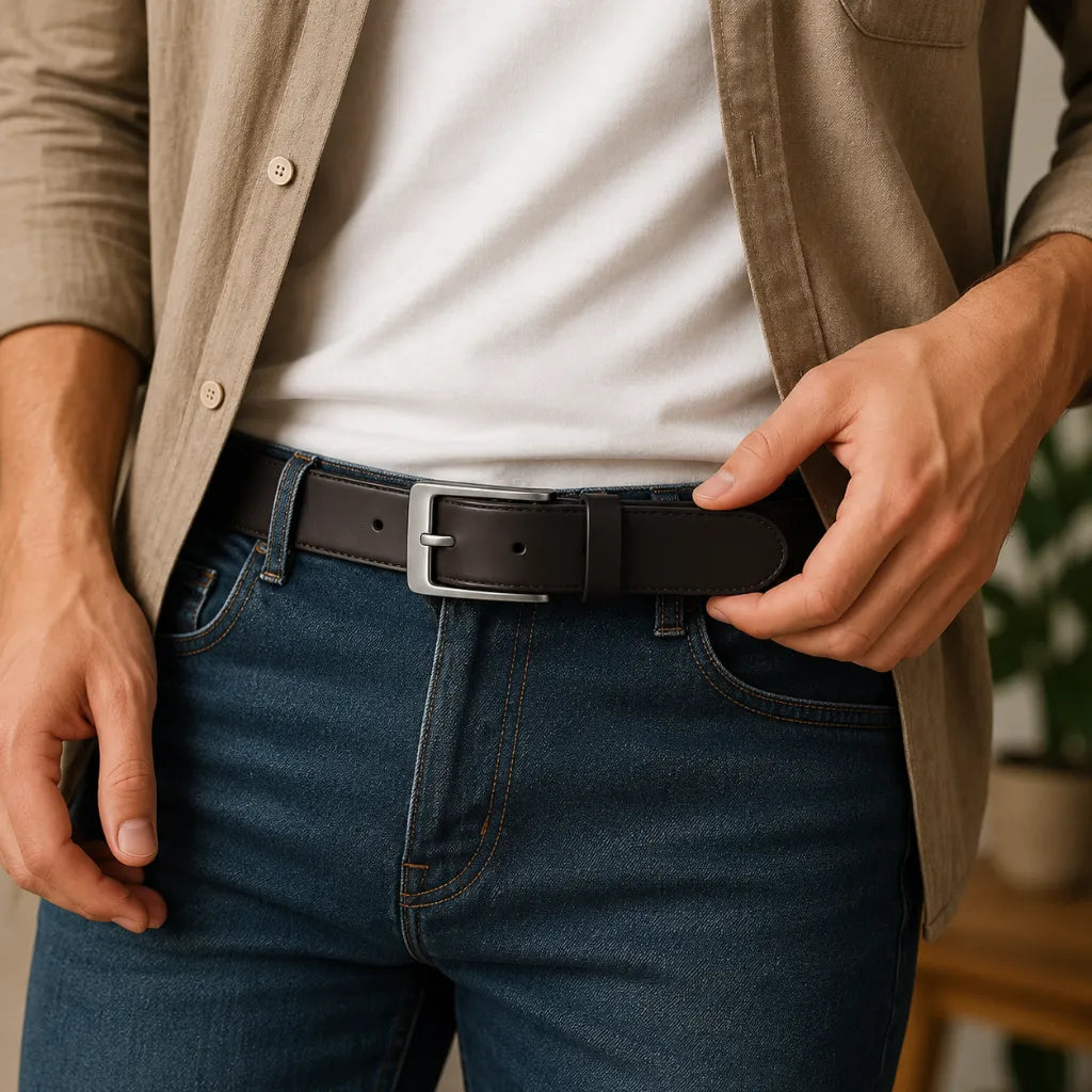 Casual Leather Belt Men - Plus size Full Grain Leather Belt - Leather Belt Men For Jean - 30 mm Brown Leather Belt - BLC21 Oxhide Brown