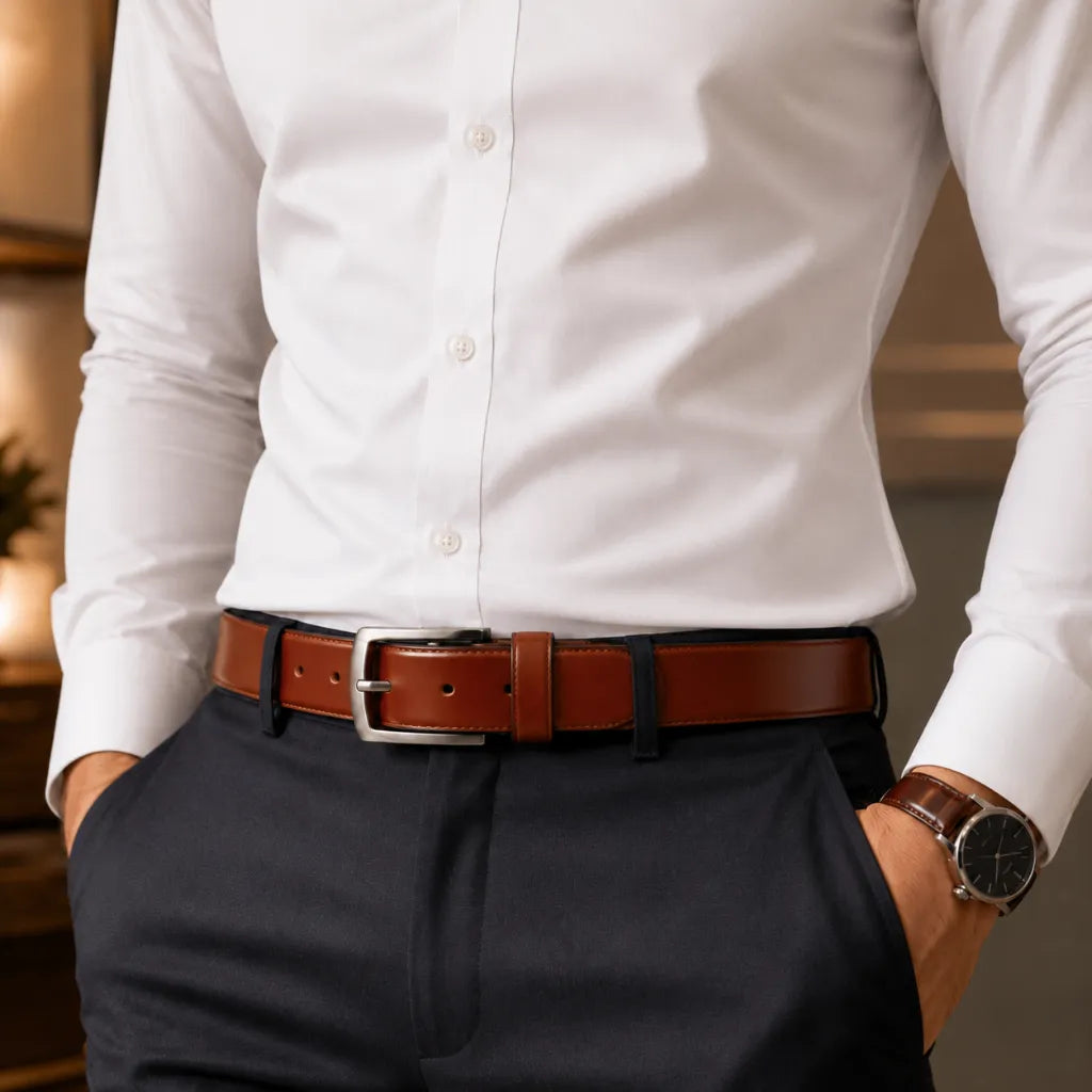 Leather Belt for Jeans - BLC23 Oxhide 38mm Wide Tan