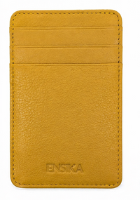 Card Holder Black vertical Grain Leather-3601 YLW