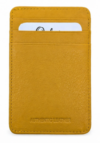 Card Holder Black vertical Grain Leather-3601 YLW
