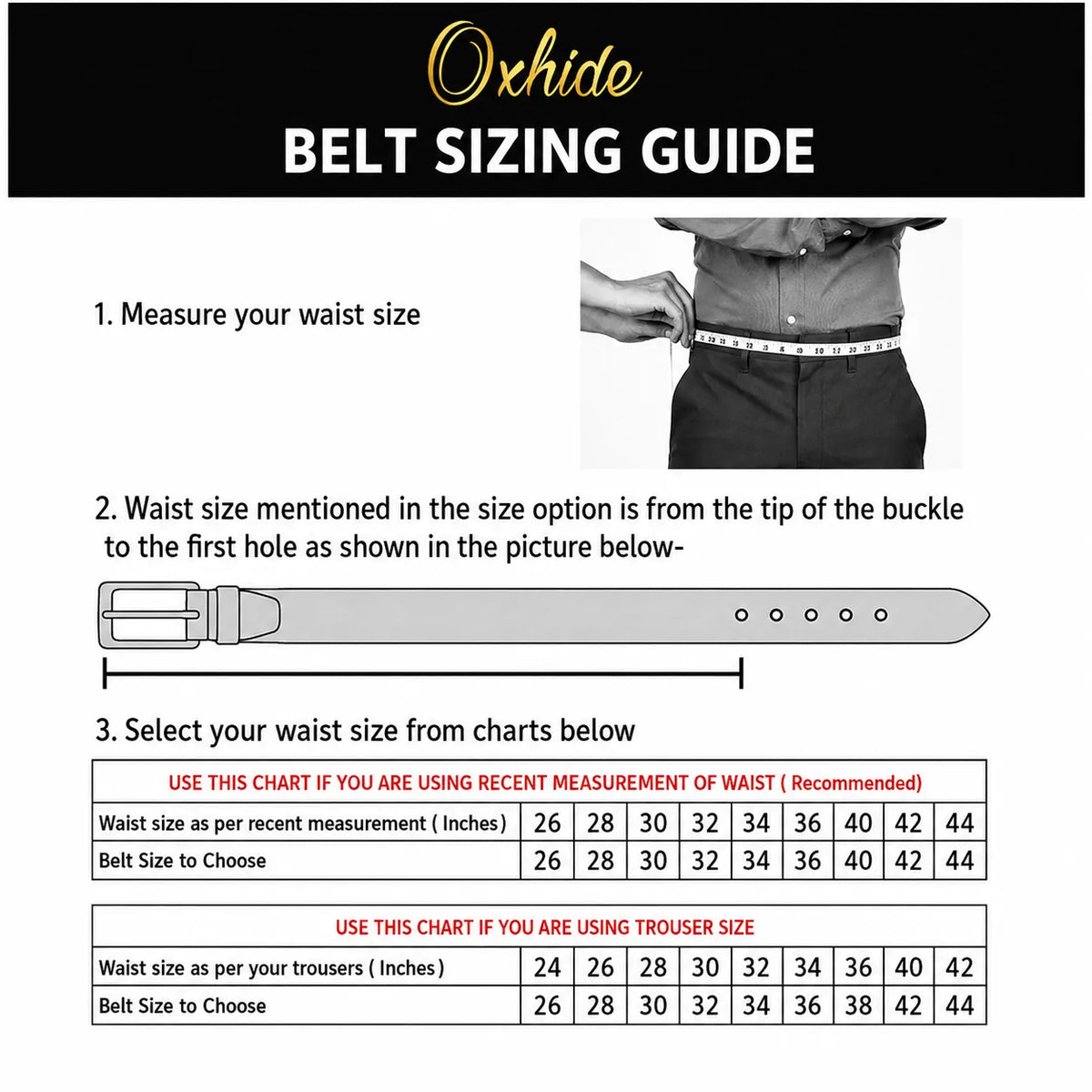 Leather belt without holes  - ABB6A Black Oxhide
