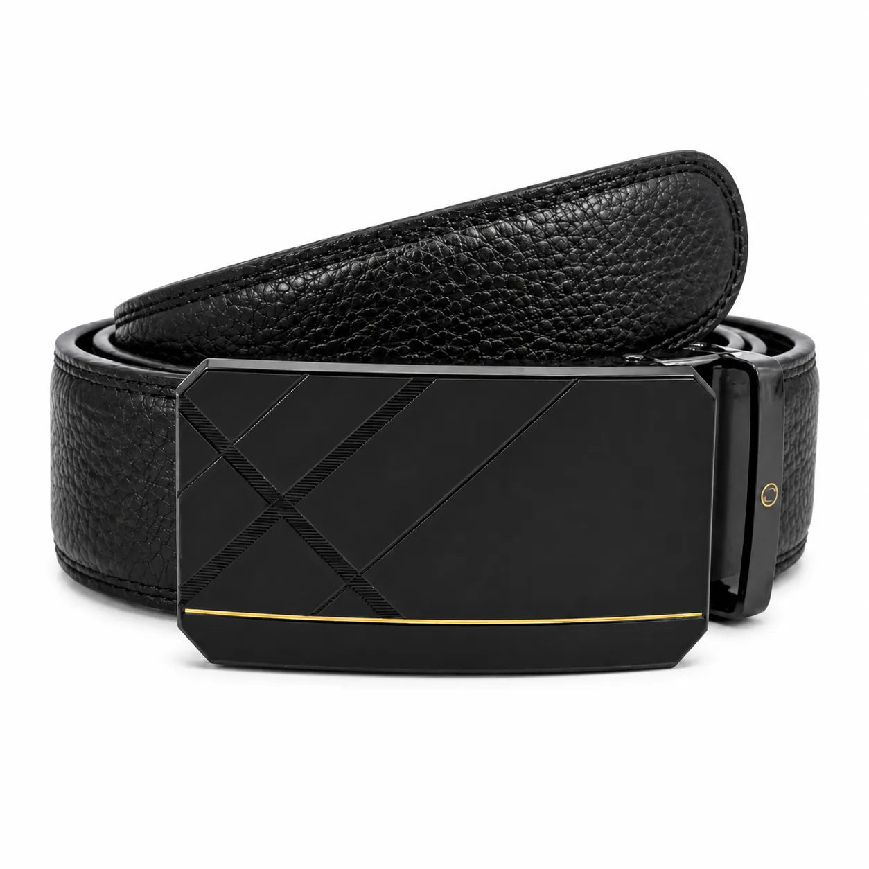 Mens Automatic Leather Belt - Full Grain Leather Ratchet Belt - Men Leather Belt with Auto Lock Buckle - TRACK BELT - Belt without hole -ABB7A