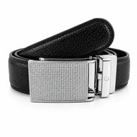 Automatic Leather Belt - Real Leather Ratchet Belt - Men Leather Belt with Auto Lock Buckle -TRACK BELT-ABB1I Oxhide