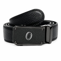 Real Leather Ratchet Belt 30mm or 3 cm- Men Leather Belt with Auto Lock Buckle - TRACK BELT - Auto Lock Black Belt - ABB3I Black