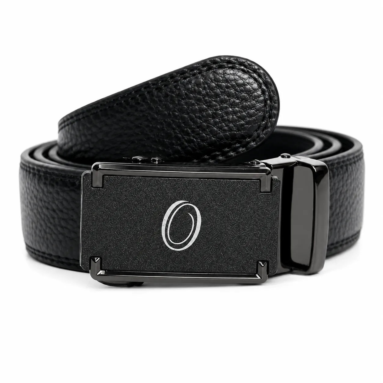 Real Leather Ratchet Belt 30mm or 3 cm- Men Leather Belt with Auto Lock Buckle - TRACK BELT - Auto Lock Black Belt - ABB3I Black