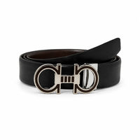 Black Leather Belt with Designed Buckles - Business Evening Designer Wear -D8 BLACK