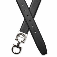 Black Leather Belt with Designed Buckles - Business Evening Designer Wear -D8 BLACK