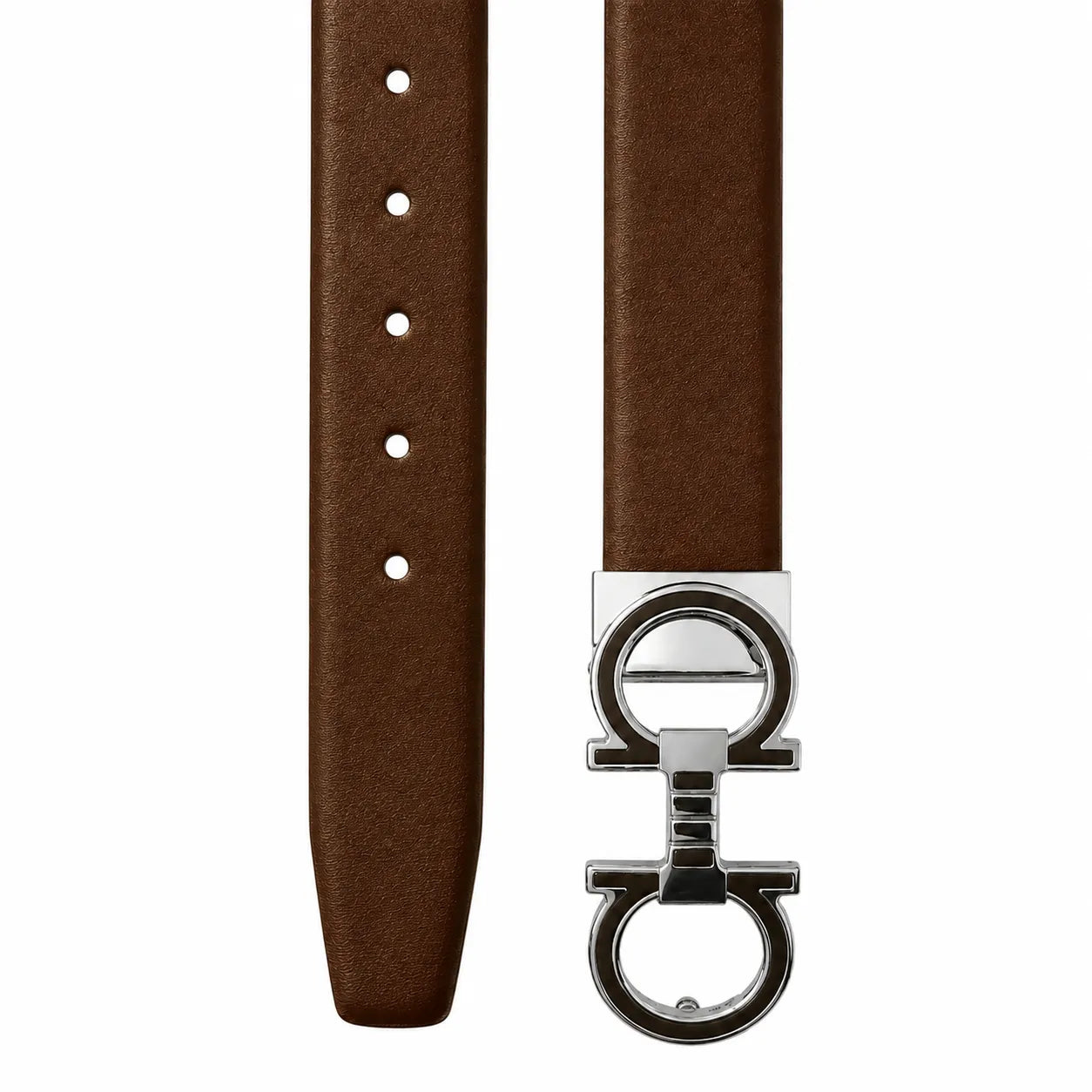 BROWN Leather Belt with Designed Buckles - Business Evening Designer Wear -D8 BROWN