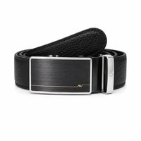 Mens Automatic Leather Belt - Full Grain Leather Ratchet Belt - Men Leather Belt with Auto Lock Buckle - TRACK BELT - Belt without hole -ABB9H Black Oxhide