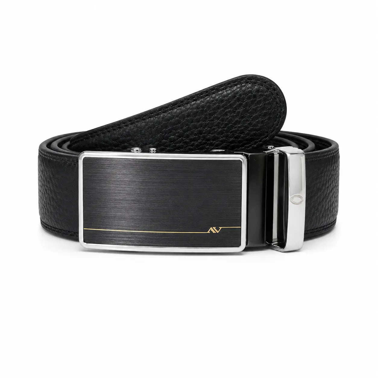 Mens Automatic Leather Belt - Full Grain Leather Ratchet Belt - Men Leather Belt with Auto Lock Buckle - TRACK BELT - Belt without hole -ABB9H Black Oxhide