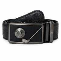Mens Automatic Leather Belt - Full Grain Leather Ratchet Belt - Men Leather Belt with Auto Lock Buckle - TRACK BELT - Belt without hole -ABB8H Black Oxhide