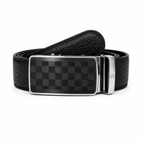 Mens Automatic Leather Belt - Full Grain Leather Ratchet Belt - Men Leather Belt with Auto Lock Buckle - TRACK BELT - Belt without hole -ABB7H Black Oxhide