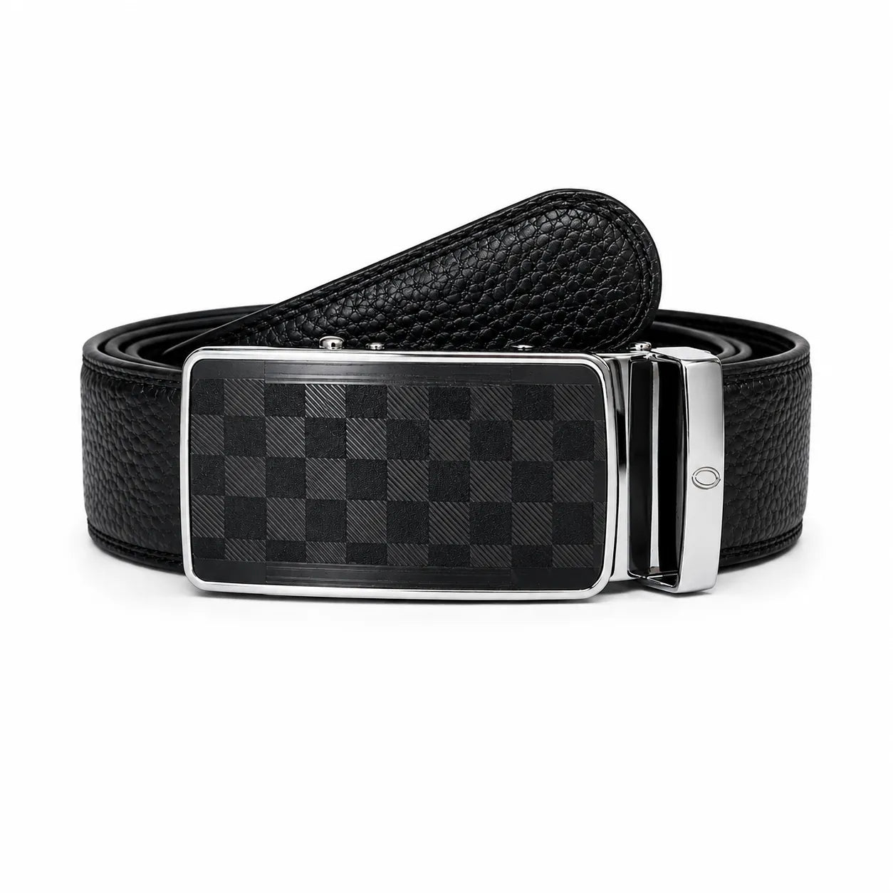 Mens Automatic Leather Belt - Full Grain Leather Ratchet Belt - Men Leather Belt with Auto Lock Buckle - TRACK BELT - Belt without hole -ABB7H Black Oxhide