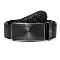Mens Automatic Leather Belt - Full Grain Leather Ratchet Belt - Men Leather Belt with Auto Lock Buckle - TRACK BELT - Belt without hole -ABB6H Black Oxhide