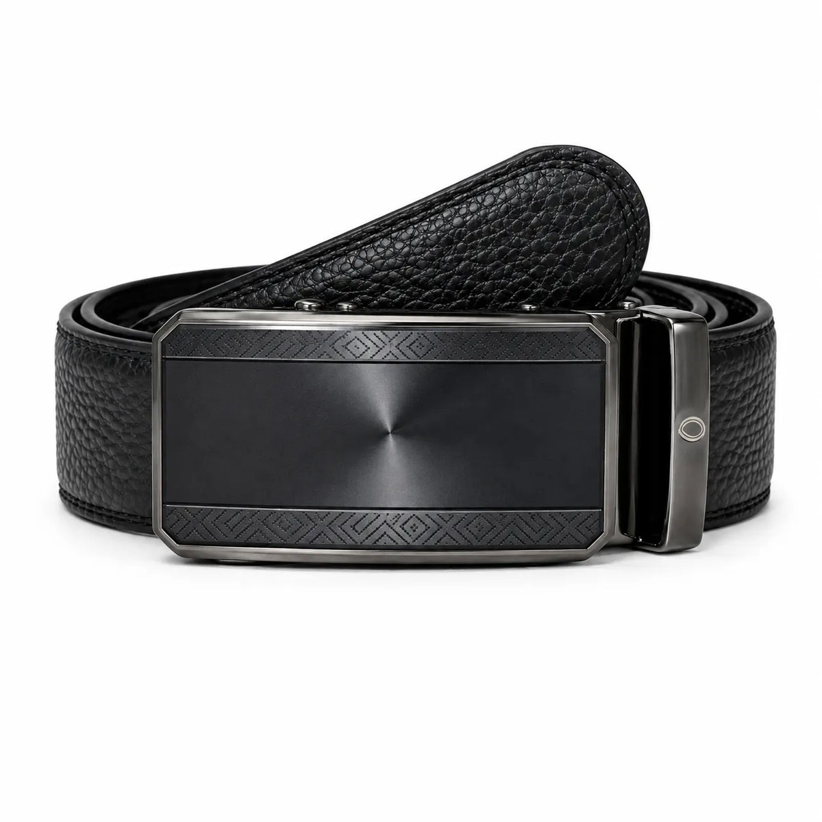 Mens Automatic Leather Belt - Full Grain Leather Ratchet Belt - Men Leather Belt with Auto Lock Buckle - TRACK BELT - Belt without hole -ABB6H Black Oxhide