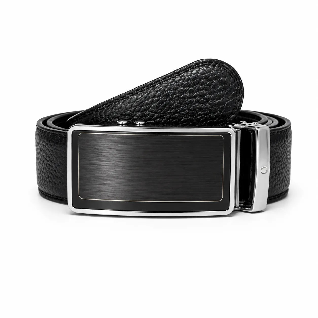 Mens Automatic Leather Belt - Full Grain Leather Ratchet Belt - Men Leather Belt with Auto Lock Buckle - TRACK BELT - Belt without hole -ABB5H Black Oxhide