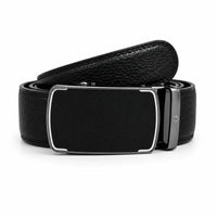 Mens Automatic Leather Belt - Full Grain Leather Ratchet Belt - Men Leather Belt with Auto Lock Buckle - TRACK BELT - Belt without hole -ABB9A Black Oxhide