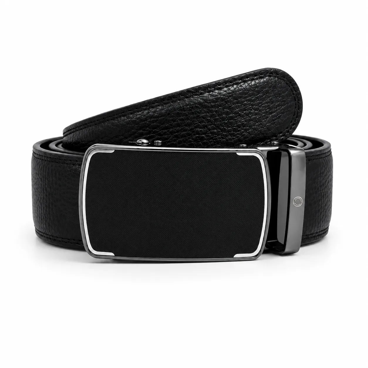 Mens Automatic Leather Belt - Full Grain Leather Ratchet Belt - Men Leather Belt with Auto Lock Buckle - TRACK BELT - Belt without hole -ABB9A Black Oxhide