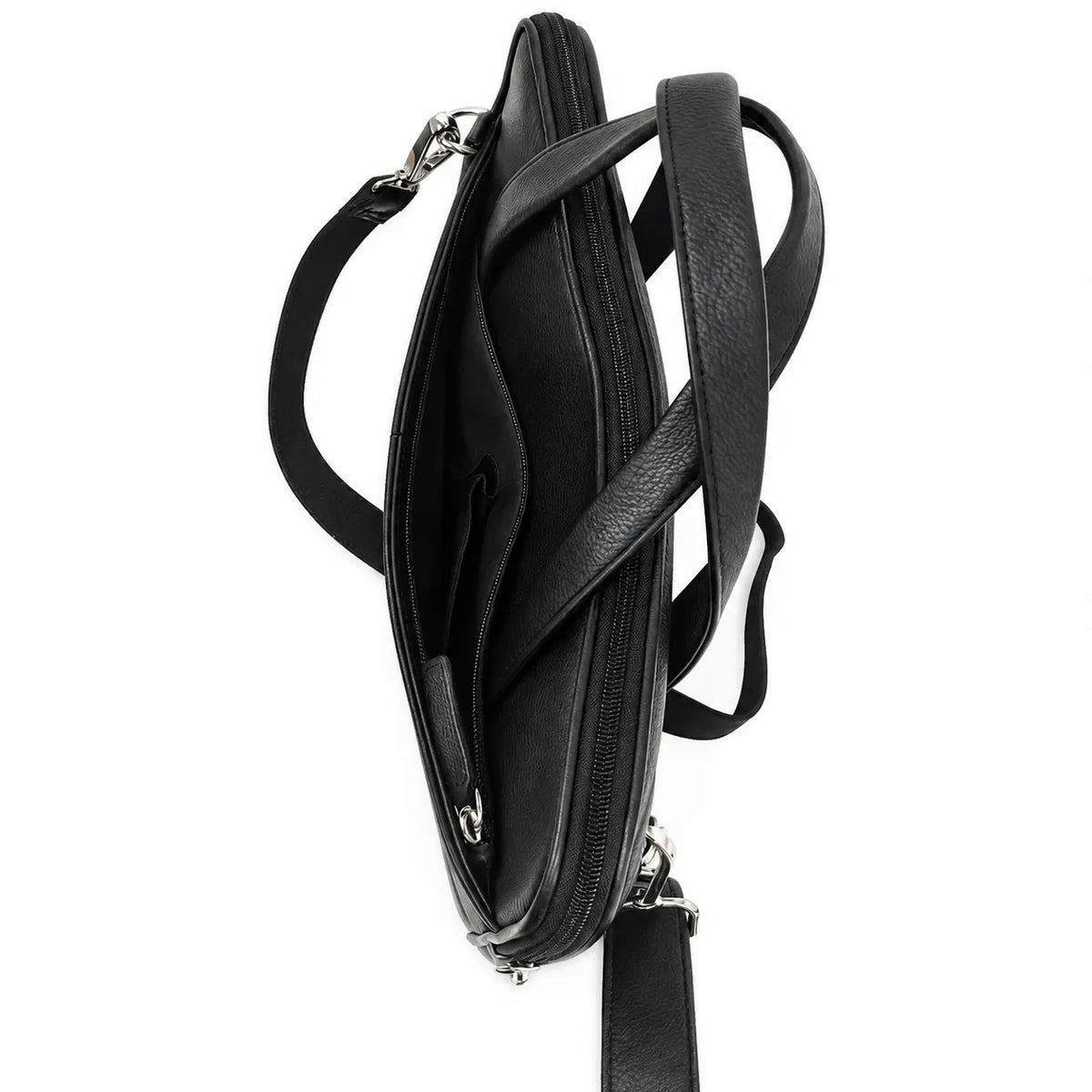 Oxhide Vintage Leather SLIM Laptop black Bag -Minimalist Black - J0066