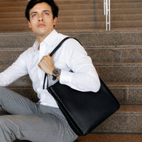 Oxhide Sling Laptop Bag Unisex - J0090 Black