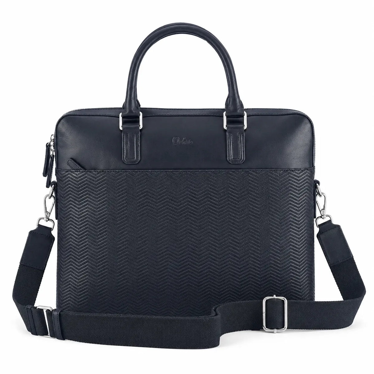 Black Mens Leather Laptop office Bag -Travel bag -Sling Bag- Executive Black Bag -Oxhide CR011