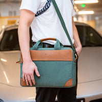 Canvas leather Office Bag for Men - Canvas Laptop Bag Men - Leather Briefcase for Men - Messenger Bag for Men -J0043