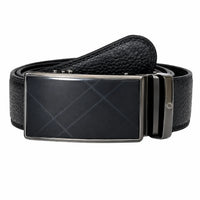Mens Automatic Leather Belt - Full Grain Leather Ratchet Belt - Men Leather Belt with Auto Lock Buckle - TRACK BELT - Belt without hole -ABB6C Black Oxhide