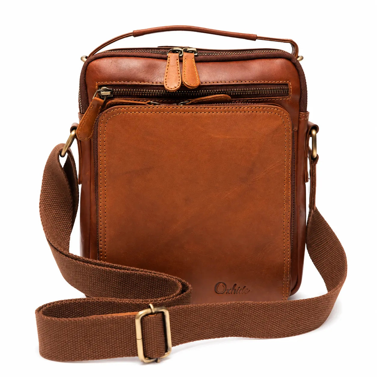 Leather Messenger Bag - Full Grain Leather Sling Bag -Leather Bag for Men / Women - Vintage Oil Leather Messenger Brown Bag- Oxhide Messenger LL10