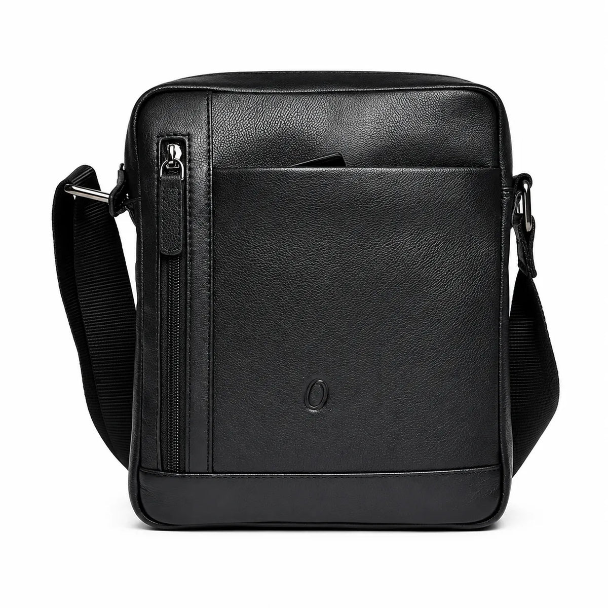 Leather Messenger Bag - Full Grain Leather Sling Bag -Leather Sling Bag for Men Black - Oxhide J0048