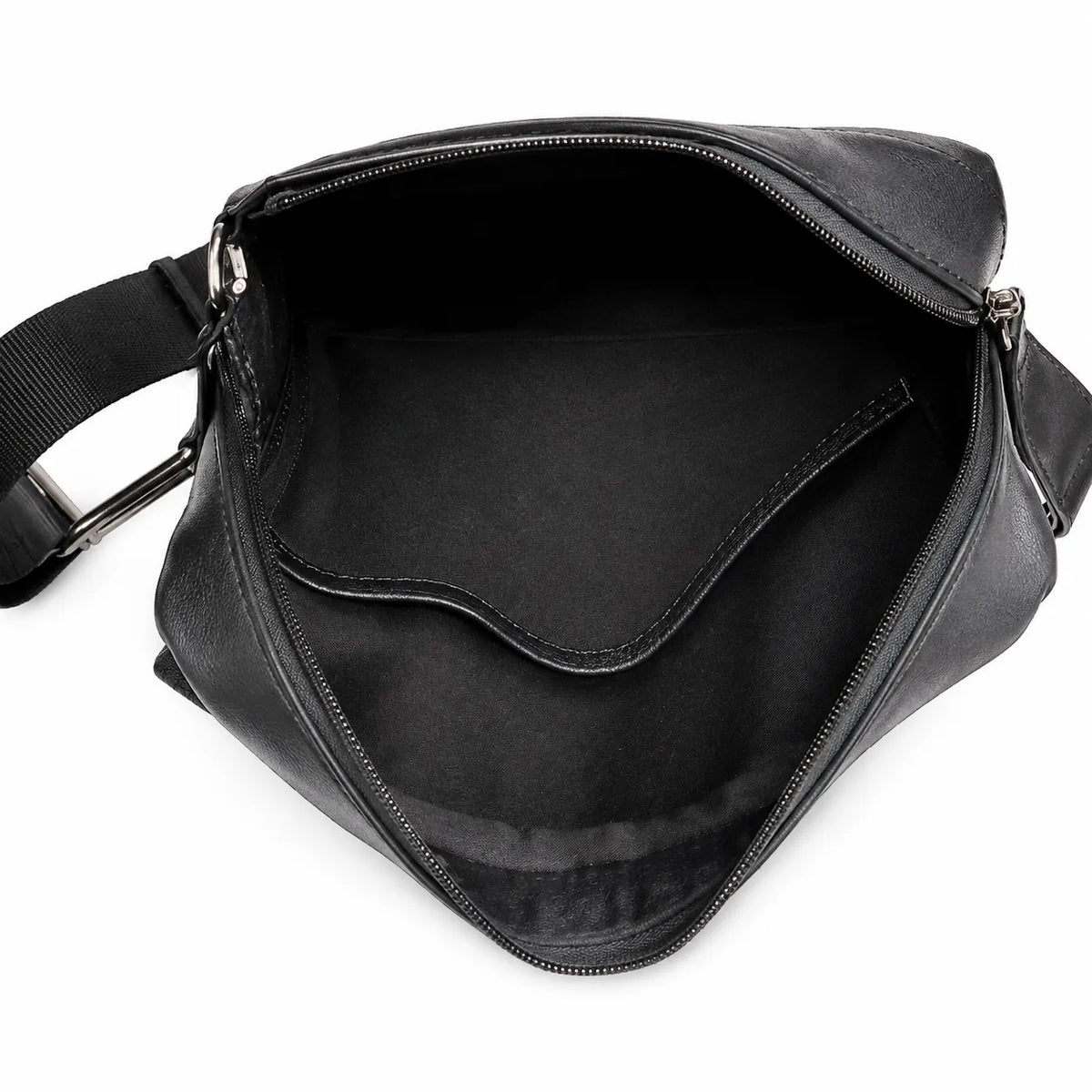 Leather Messenger Bag - Full Grain Leather Sling Bag -Leather Sling Bag for Men Black - Oxhide J0048