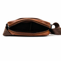 Leather Messenger Bag - Full Grain Leather Sling Bag -Leather Sling Bag for Men Brown  - Oxhide J0049