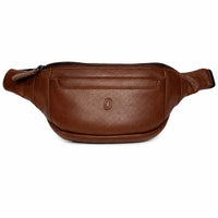 Leather Bum bag waist Pouch For Men - Small Leather Pouch - Cross Body Bag -J0082 BROWN