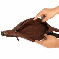 Leather Bum bag waist Pouch For Men - Small Leather Pouch - Cross Body Bag -J0082 BROWN