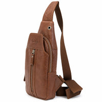 Oxhide Leather Men's Chest Bag - Travel Bag - Bikers Bag - Lightweight Anti-Theft Bag - Oxhide 10026 Brown
