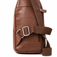 Oxhide Leather Men's Chest Bag - Travel Bag - Bikers Bag - Lightweight Anti-Theft Bag - Oxhide 10026 Brown