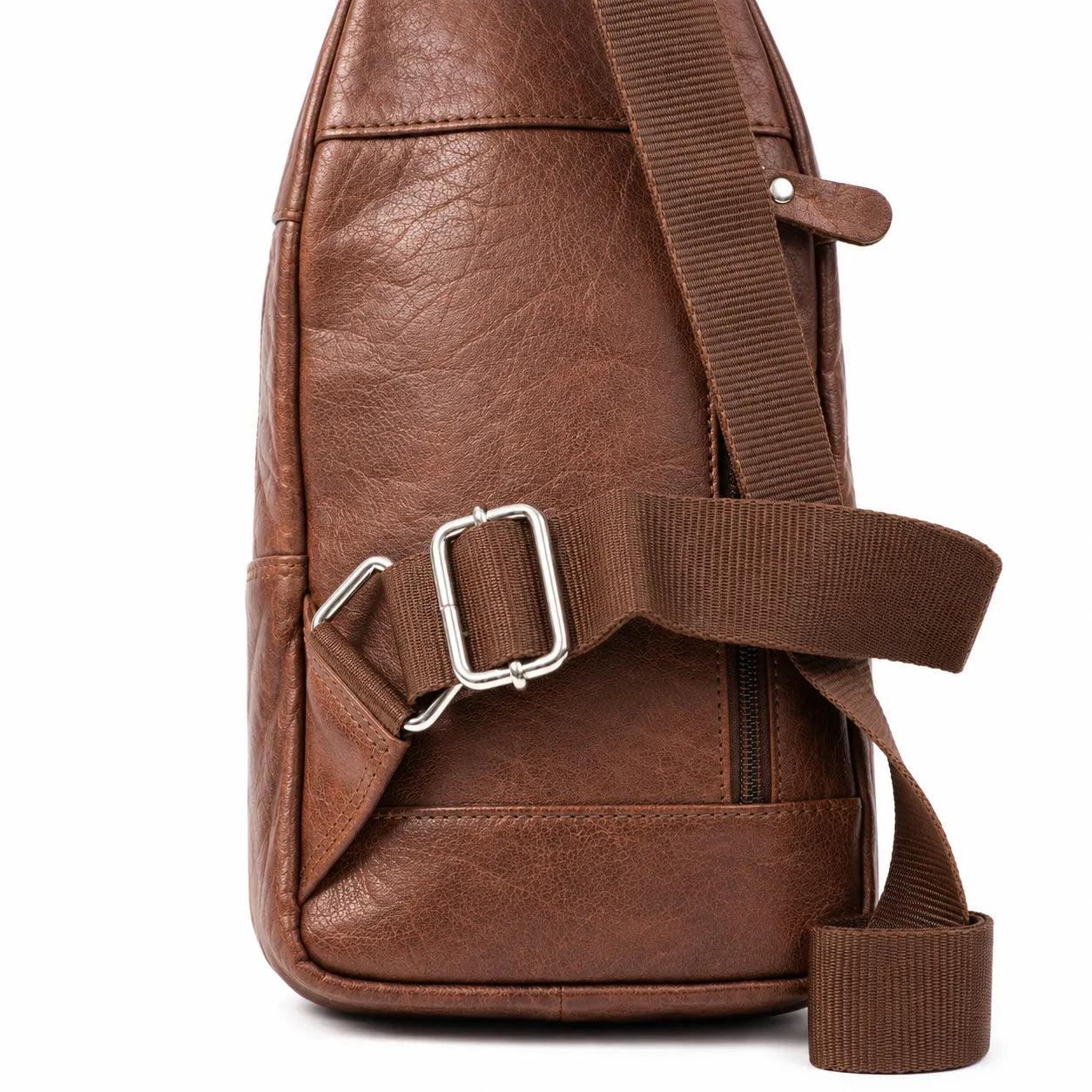 Oxhide Leather Men's Chest Bag - Travel Bag - Bikers Bag - Lightweight Anti-Theft Bag - Oxhide 10026 Brown