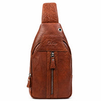 Oxhide Leather Men's Chest Bag - Travel Bag - Bikers Bag - Lightweight Anti-Theft Bag - Oxhide 10026 Brown