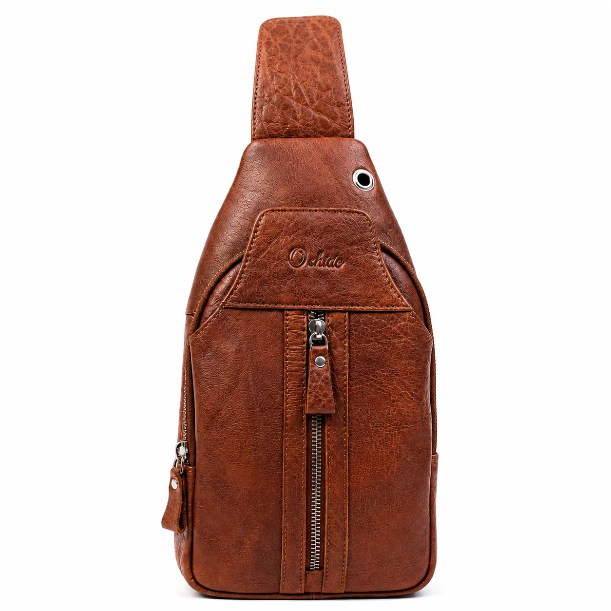 Oxhide Leather Men's Chest Bag - Travel Bag - Bikers Bag - Lightweight Anti-Theft Bag - Oxhide 10026 Brown