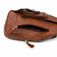 Oxhide Leather Men's Chest Bag - Travel Bag - Bikers Bag - Lightweight Anti-Theft Bag - Oxhide 10026 Brown