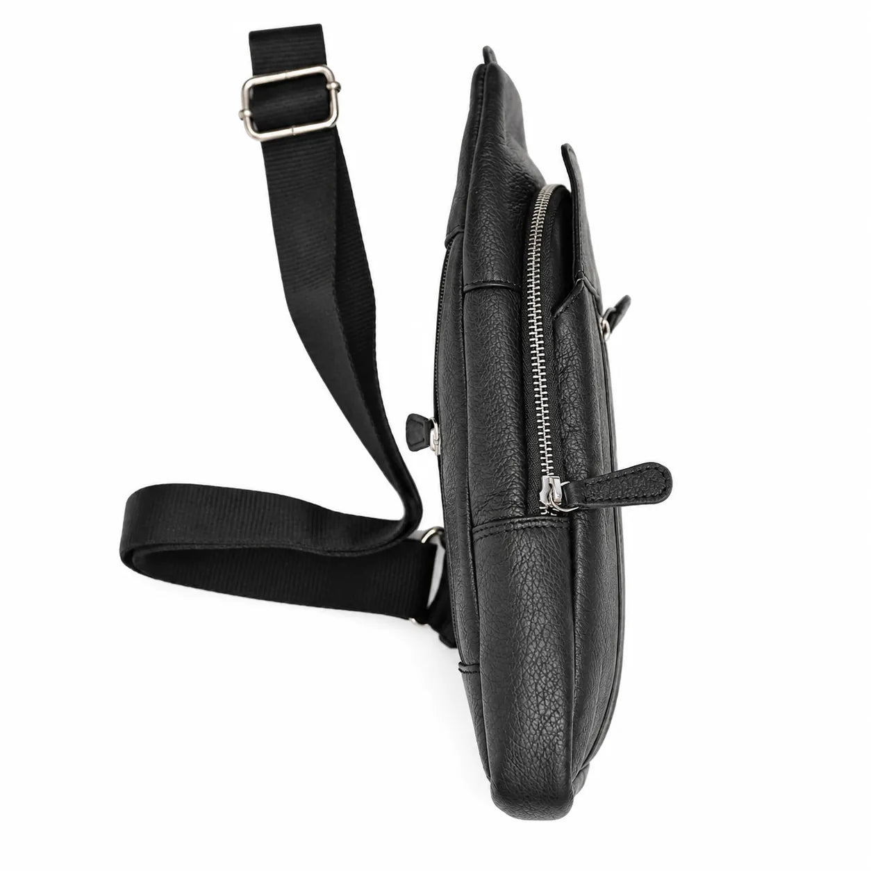 Oxhide Leather Men's Chest Bag - Travel Bag - Bikers Bag - Lightweight Anti-Theft Bag - Oxhide 10026 Black
