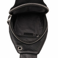 Oxhide Leather Men's Chest Bag - Travel Bag - Bikers Bag - Lightweight Anti-Theft Bag - Oxhide 10026 Black
