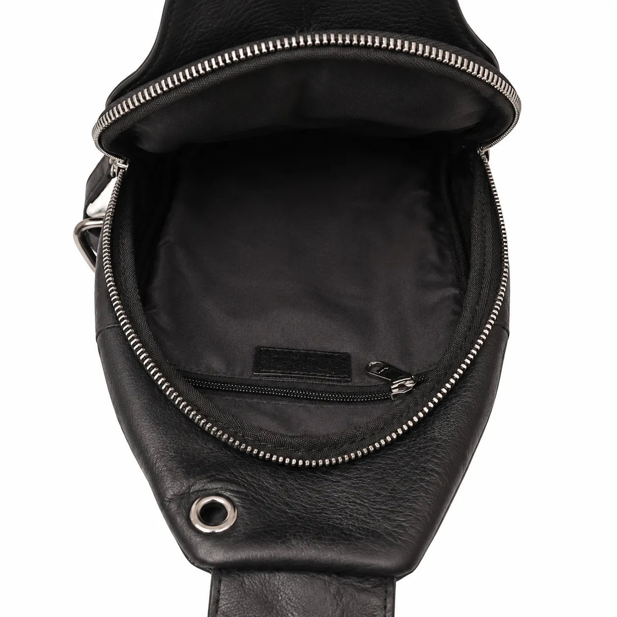 Oxhide Leather Men's Chest Bag - Travel Bag - Bikers Bag - Lightweight Anti-Theft Bag - Oxhide 10026 Black