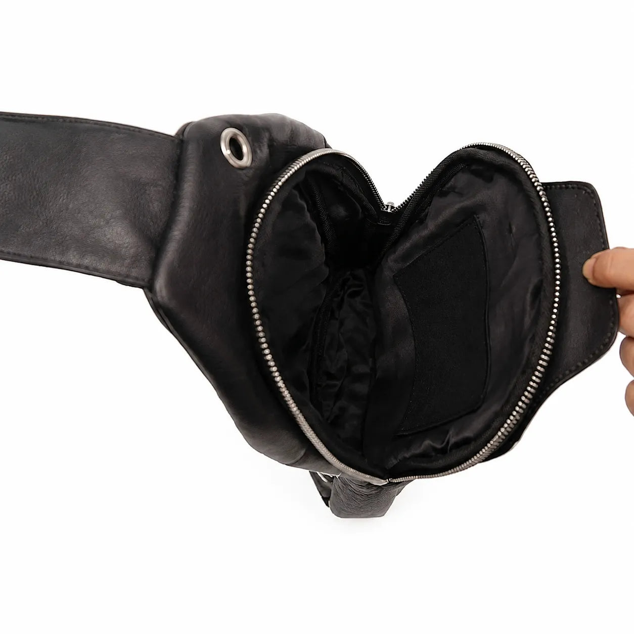 Oxhide Leather Men's Chest Bag - Travel Bag - Bikers Bag - Lightweight Anti-Theft Bag - Oxhide 10026 Black