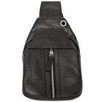 Oxhide Leather Men's Chest Bag - Travel Bag - Bikers Bag - Lightweight Anti-Theft Bag - Oxhide 10026 Black