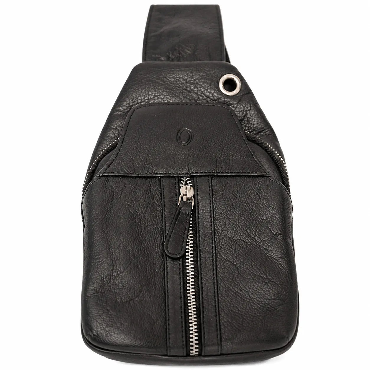Oxhide Leather Men's Chest Bag - Travel Bag - Bikers Bag - Lightweight Anti-Theft Bag - Oxhide 10026 Black