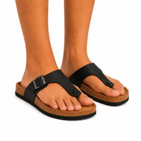 Brown Leather Comfort Slipper -TR 01302 Black Oxhide