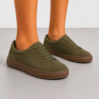 Olive Suede Leather Casual Sneakers-BOM-NEWTON2-GRN