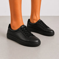 Black Leather Casual Sneakers -BOM-NEWTON3-BLK