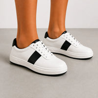White Leather Casual Sneakers-BOM-CS2-WHT