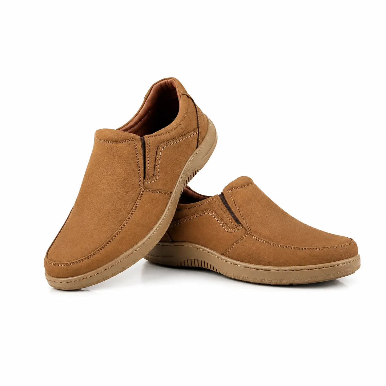 Olive Green Leather Comfort Slip-On Shoes -TR 6411 OLIVE